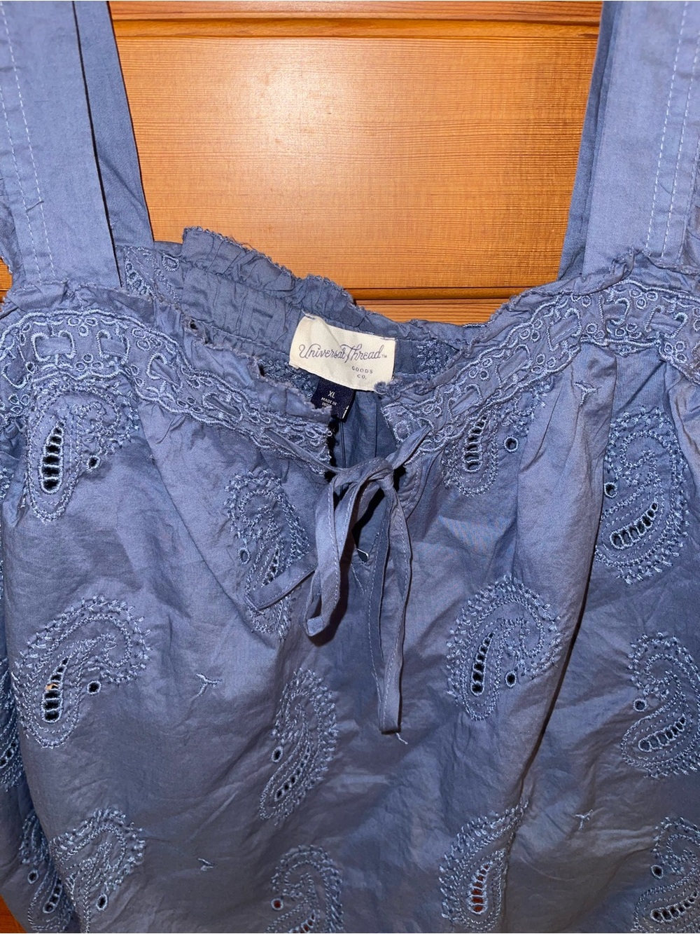 Universal Thread Blue Eyelet Ruffled Strap Tank - Picture 3 of 11